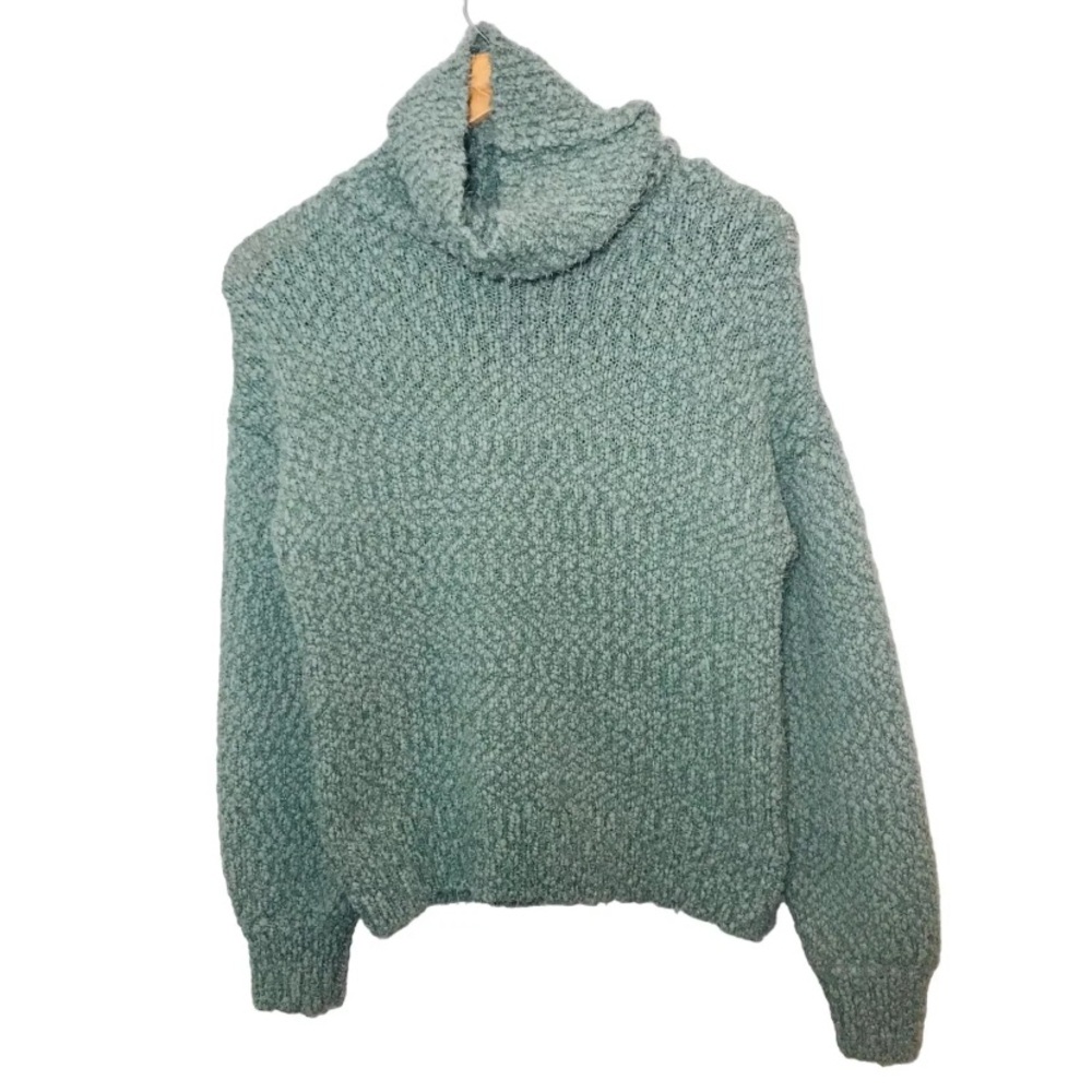 YES LOLA Sage Green Chunky Knit Cowl Neck Pullover Sweater Size XS